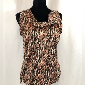 💕Ann Taylor Abstract Animal Print draped neck sleeveless Blouse